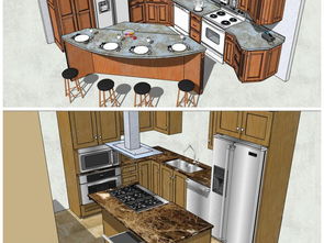 精品室内家具整体橱柜设计厨房用品橱柜厨房用品SU模型模型下载